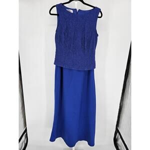 Patra Womens Sz 1X Maxi Length Formal Dress Blue Glitter Formal Sleeveless